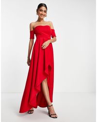 off the shoulder high low dress