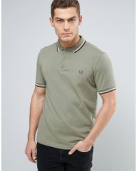 Fred Perry Cotton Slim Pique Polo Shirt Two Tone Tipped In Olive in Green  for Men - Lyst