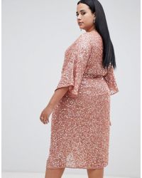 scatter sequin knot front kimono midi dress
