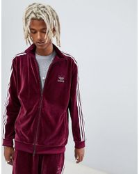 adidas Originals Velour Track Jacket In Red Dh5789 for Men - Lyst