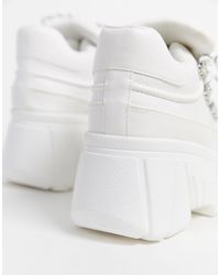Bershka Super Chunky Sole Boots in White | Lyst