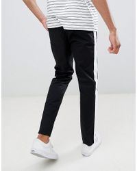 ASOS Cotton Tall Slim Chinos With Side Stripe In Black for Men - Lyst