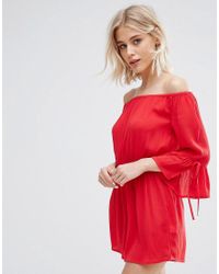 red bardot playsuit