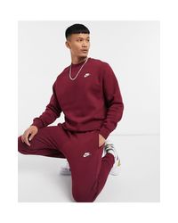 Joggers con puños ajustados en burdeos Club Nike de Algodón de color Rojo  para hombre | Lyst
