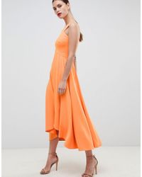 karen millen orange midi dress