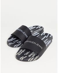 Sandalias negras sin cierres con logo Calvin Klein de hombre de color Negro  | Lyst