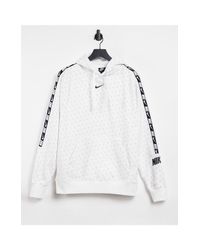 Sudadera blanca con capucha y ribetes y estampado integral del logo Repeat  Pack Nike de Algodón de color Blanco para hombre | Lyst