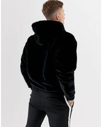Faux fur hoodie black Clearance