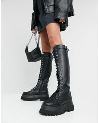 Botas negras altas con cordones y suelas gruesas ASOS de color Negro | Lyst