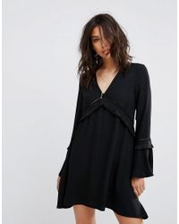 pretty little thing black fringe dress