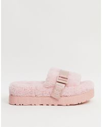 Sandalias sin cierres con logo esponjoso en rosa Fluffita UGG de Pelo de  color Rosa | Lyst