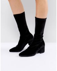 Vagabond Mya Black Velvet Sock Boots - Lyst