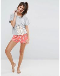 Asos Synthetic Meerkat Tee Short Pyjama Set Lyst