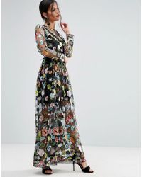 embroidered sheer maxi dress