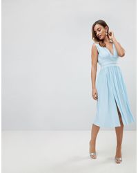 lace insert pleated midi dress