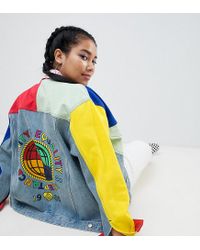 asos design x glaad & denim jacket in color block