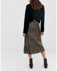 asos bias cut leopard skirt