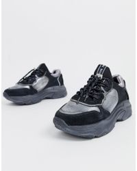 Bronx Suède Suède Sneakers Met Dikke Zool in het Zwart - Lyst