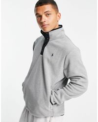 Sudadera polar jaspeado con media cremallera y logo Polo Ralph Lauren de  Polar de color Gris para hombre | Lyst