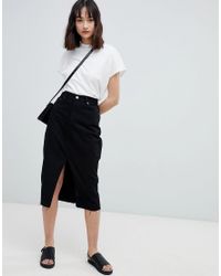 midi black jean skirt
