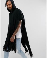 black hooded poncho mens