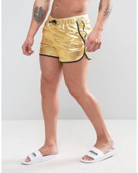 mens metallic gold swim shorts
