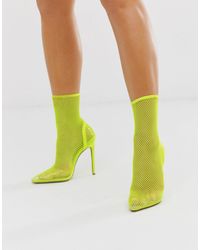 Simmi London - Samia - Scarpe con tacco a rete giallo fluoSIMMI Shoes in  Gomma di colore Giallo | Lyst