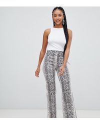 Pantaloni con fondo ampio e stampa effetto pelle di serpente di Bershka in  Grigio | Lyst