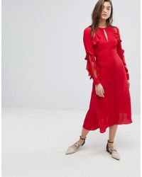 warehouse frill lace midi dress