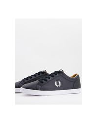 Fred Perry Leer Leren Gympen Met Logo in het Zwart voor heren - Lyst