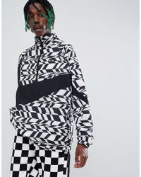 Nike Men/'s VAPOR WAVE SWOOSH WOVEN Half Zip Jacket White//Black AO0862-100 c