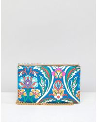 ASOS Multicolor Chinoiserie Zip Around Box Clutch Bag