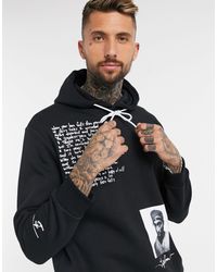 Bershka Katoen Hoodie Met Tupac Print in het Zwart voor heren | Lyst NL