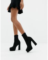 Botas tipo calcetín con plataforma expuesta ASOS de Denim de color Negro |  Lyst