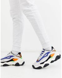 Bershka Synthetisch Sneakers Met Contrasterende Panelen En Dikke Zool in  het Blauw voor heren - Lyst