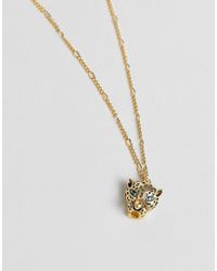 Orelia Gold Plated Leopard Pendant Necklace in Metallic - Lyst