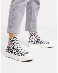 converse chuck 70 ox flocked leopard print sneakers in black