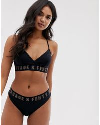 Savage X Fenty Cotton Logo Thong In Black Lyst