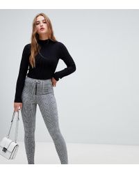 Stradivarius Denim Check legging In Gray in Black | Lyst
