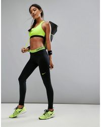 Nike Synthetic Pro Leggings With Neon Waistband in Pink | Lyst UK