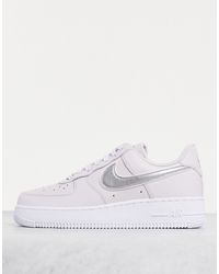 Air - force 1 '07 essential - sneakers con logo argento metallicoNike in  Gomma di colore Viola - Lyst