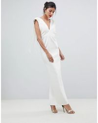 asos deep plunge pearl back midi dress