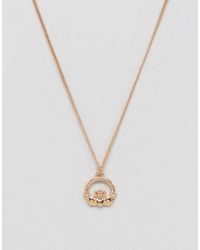 ASOS Necklace In Gold Tone With Claddagh Pendant in Metallic for Men - Lyst
