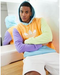 Sudadera con capucha naranja con diseño color block y trébol adidas  Originals de Algodón de hombre | Lyst