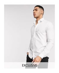 Camisa blanca ajustada Calvin Klein de Denim de color Blanco para hombre |  Lyst