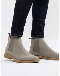 New Look Faux Suede Chelsea Boots In Light Grey in Grey for Men - Lyst