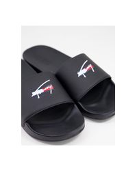 Sandalias negras con logo Tommy Hilfiger de hombre de color Negro | Lyst