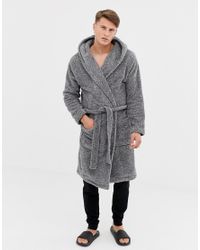 mens hooded fluffy dressing gown