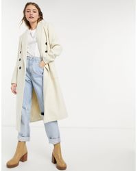 stradivarius double button mid length coat