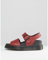 red doc marten sandals
